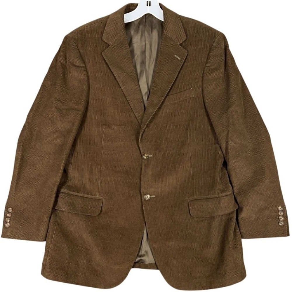 Lands End Blazer Mens 42R‎ Brown Corduroy Lined Classic Jacket preppy academia